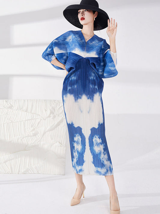 Women's Cloudscape Pleated Midi Dress