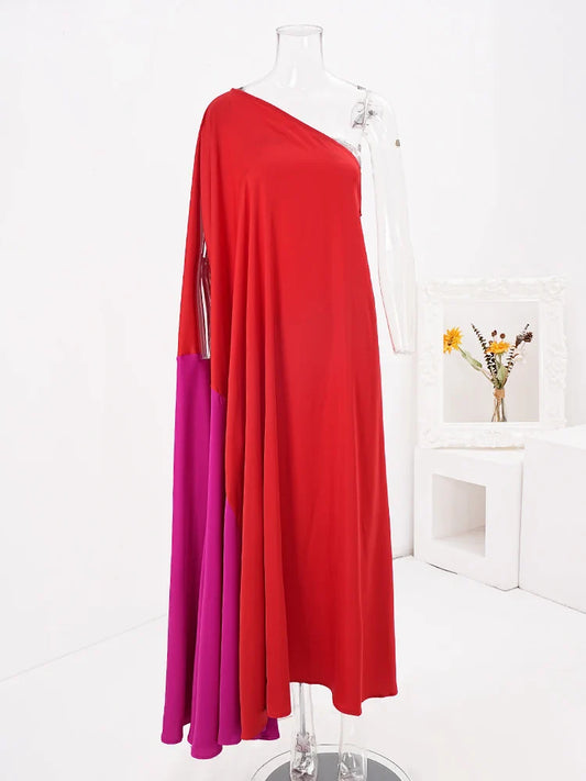 Elegant One-Sleeve Asymmetric Maxi Dress