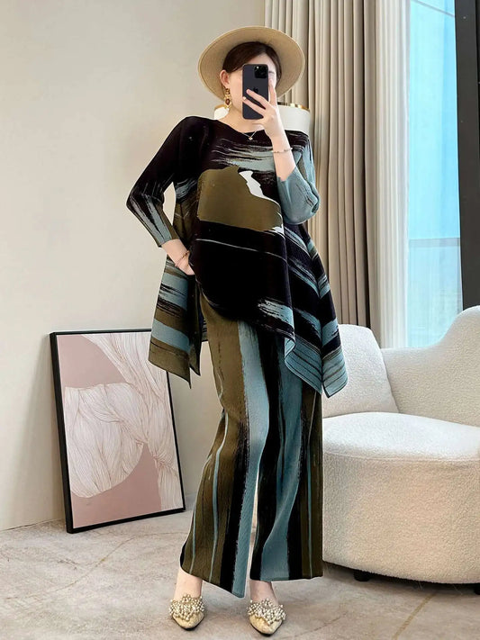 Elegant Pleated Pant 2-Piece Set