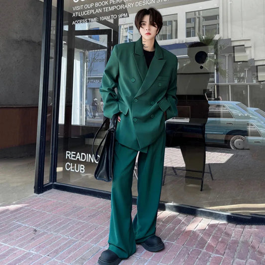 Exclusive Men's Green Baggy Fit 2 Piece Suit