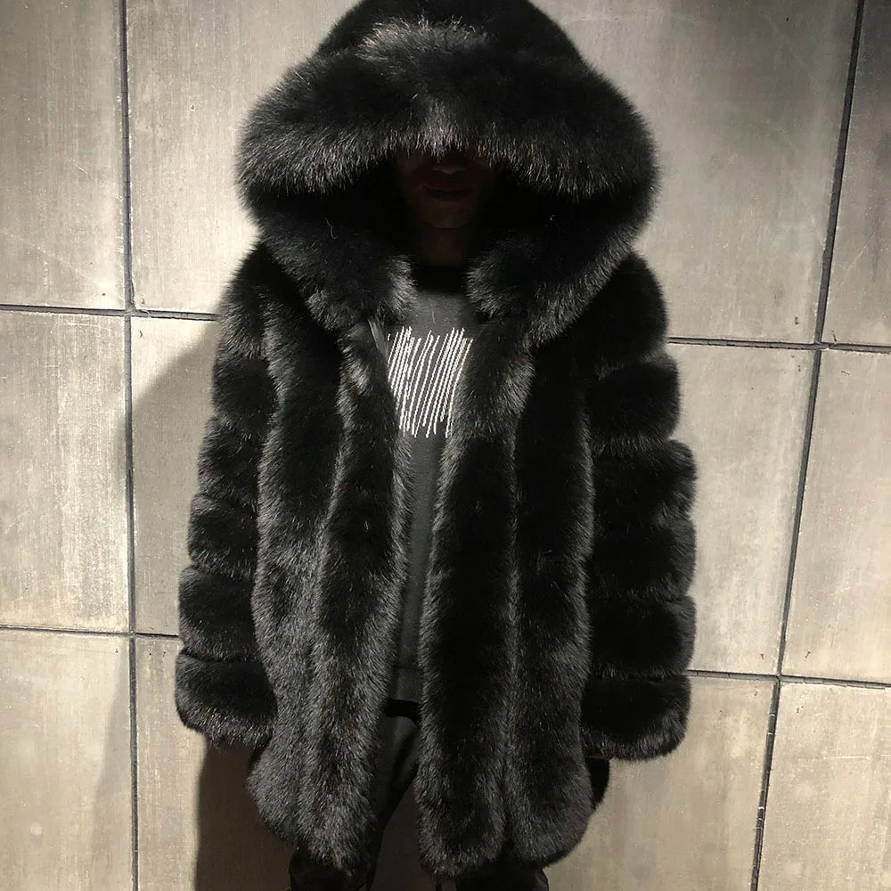 Premium Men's Black Fox Fur Full Pelt Jacket