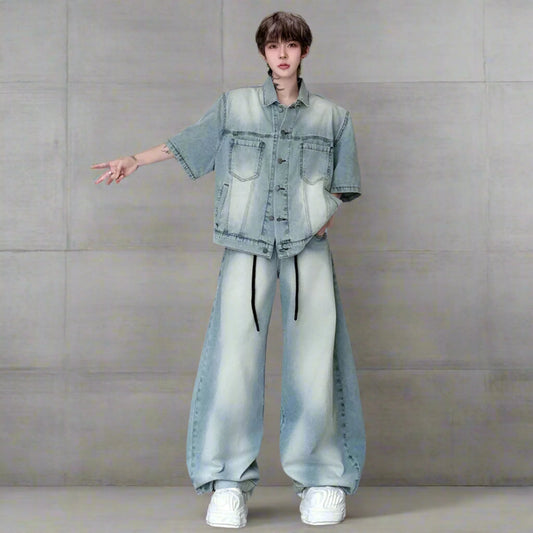 Men's Acid Wash Denim Set