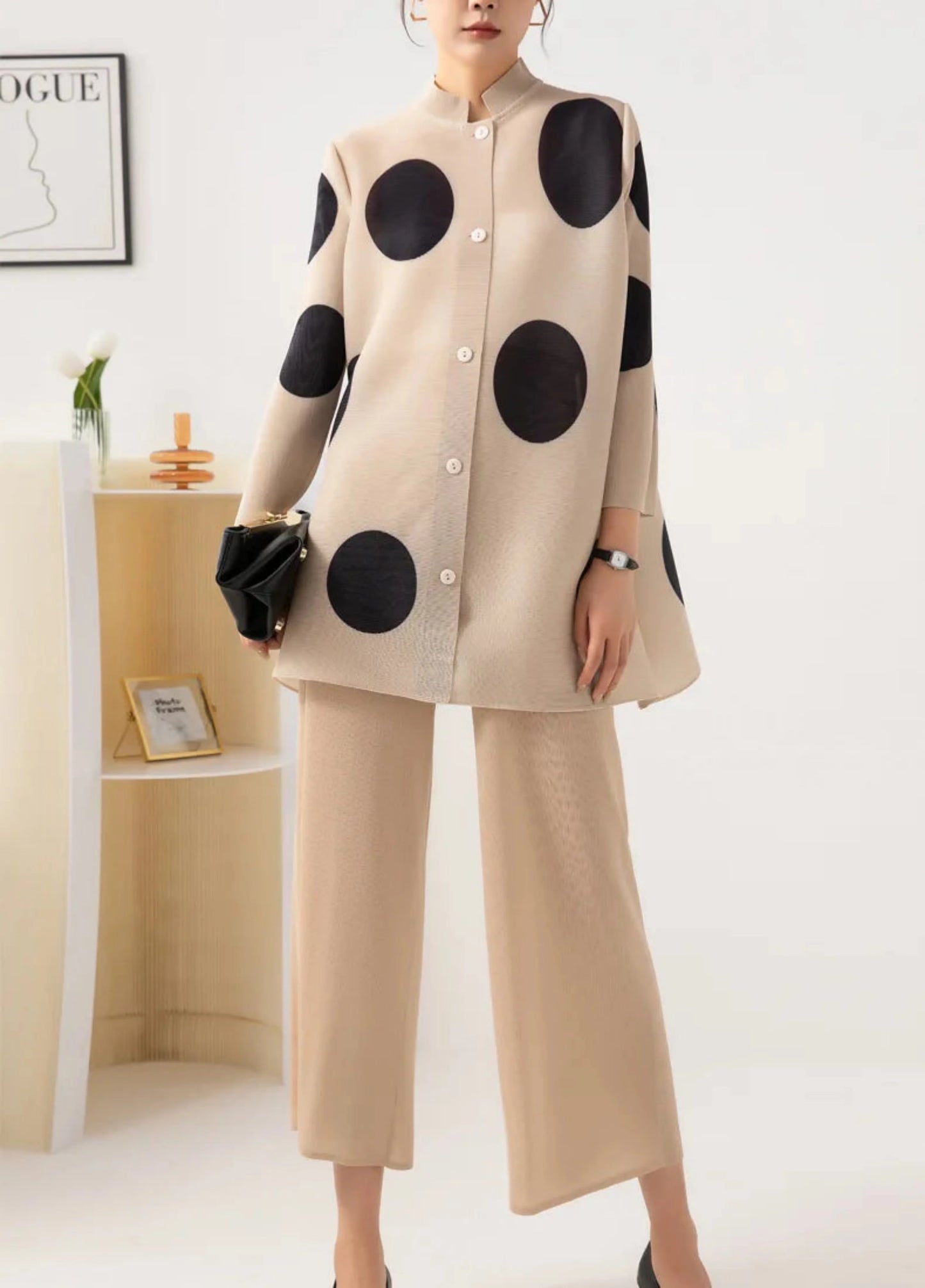 Japanese Pleated Polka Dot Pant Set