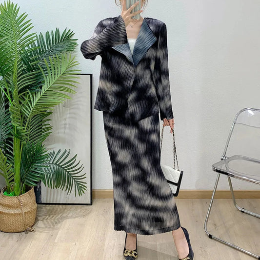 Luxe Pleated Tie-Dye Skirt Set
