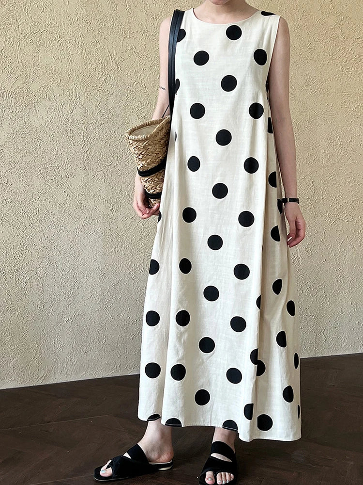 Linen Oversized Sleeveless Midi Dress