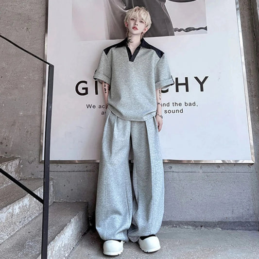 Men's Cotton Wide Leg Pant Set