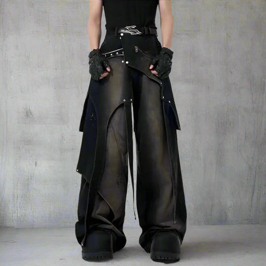 Men's Deconstructed Studded Jeans