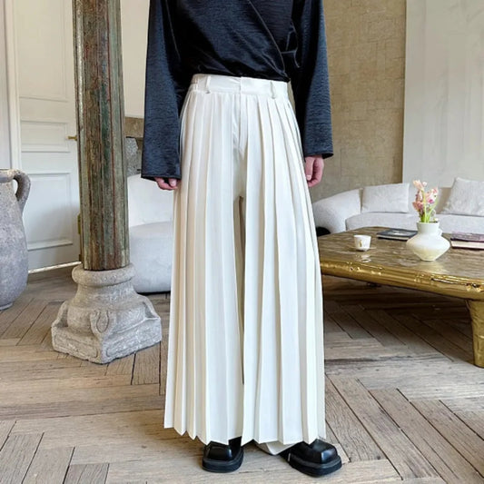 Men's Pleated Wide Leg Trousers