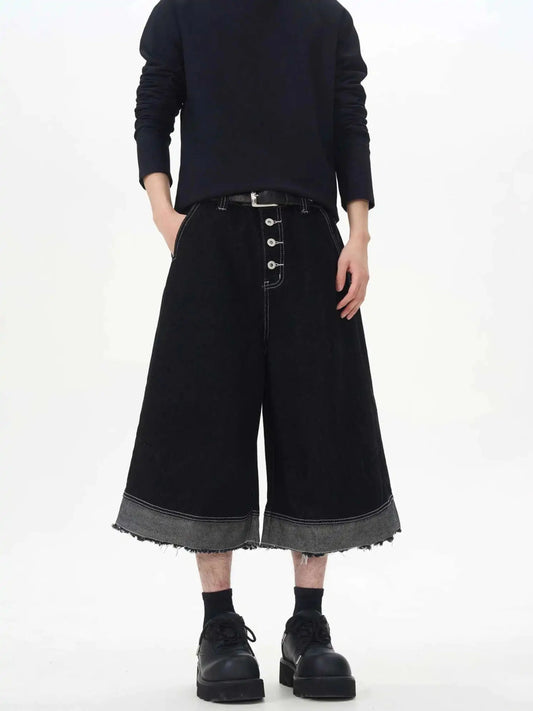 Men's Japanese Denim Wide-Leg Culottes
