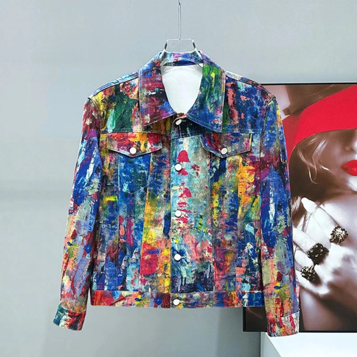 Men's Paint Splatter Denim Jacket
