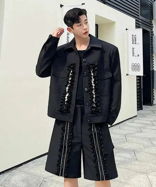 Men's Luxury Embroidered Shorts Set