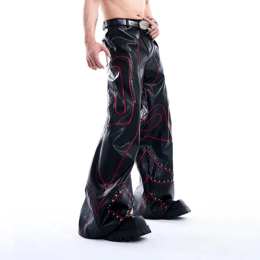 Men's Ultra Baggy Faux Leather Pants | Luxury Streetwear