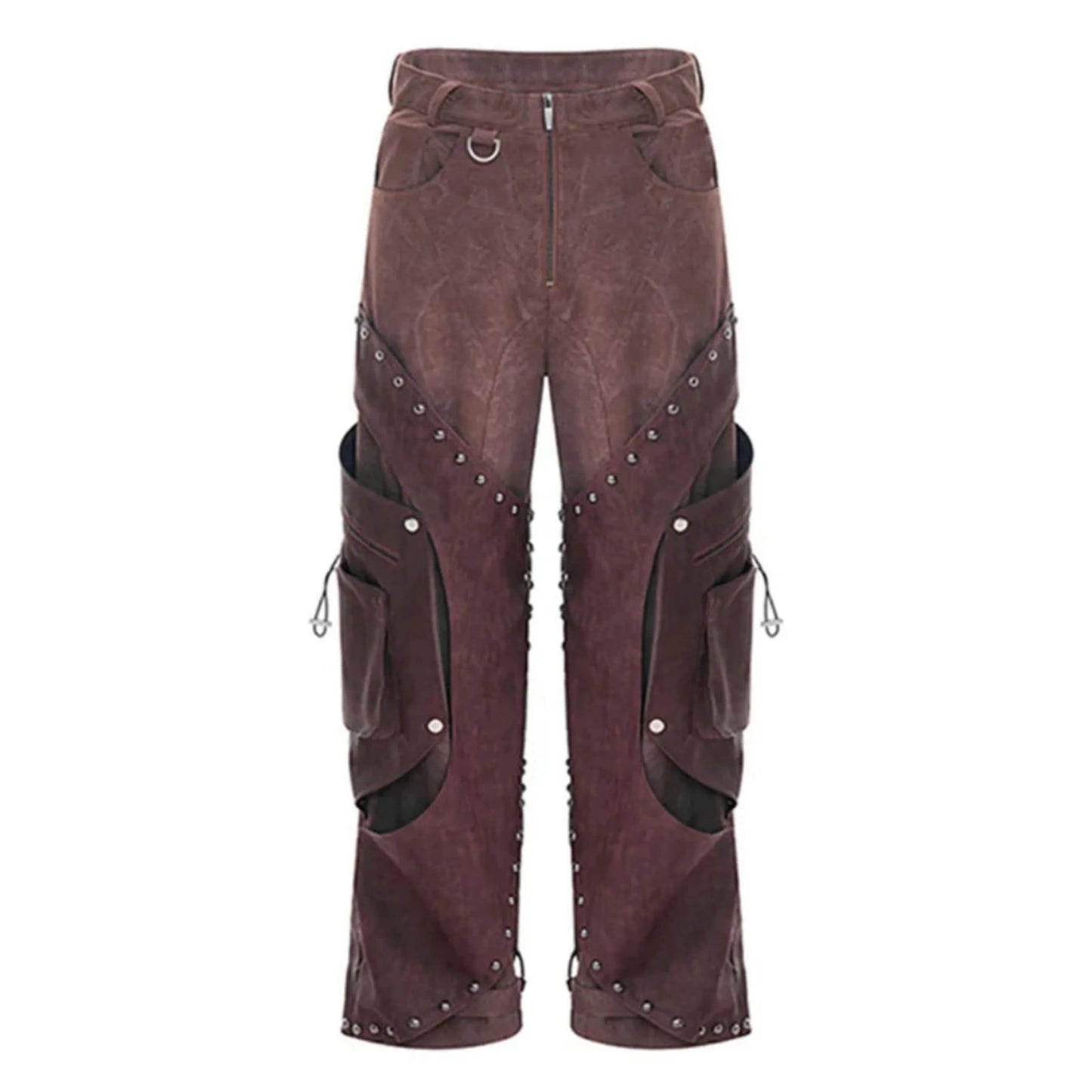 Men's Western Suede Cargo Baggy Pants