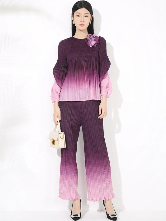 Luxe Japanese Pleated Two-Piece Set