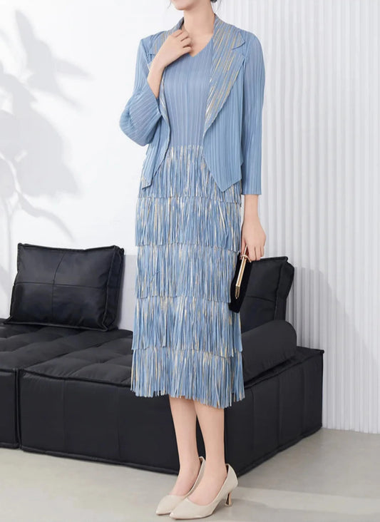 Japanese Pleat Dress & Cardigan