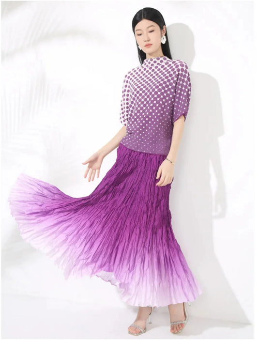 Polka Dot Top & Pleated Skirt Set