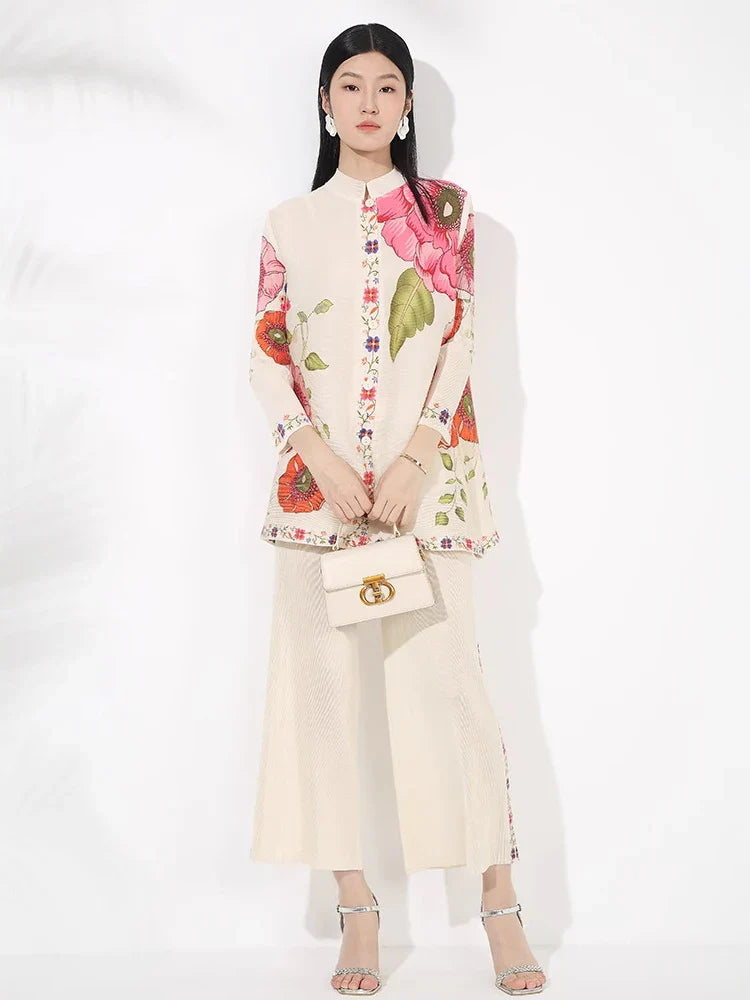 Luxury Pleated Pant Suit Set