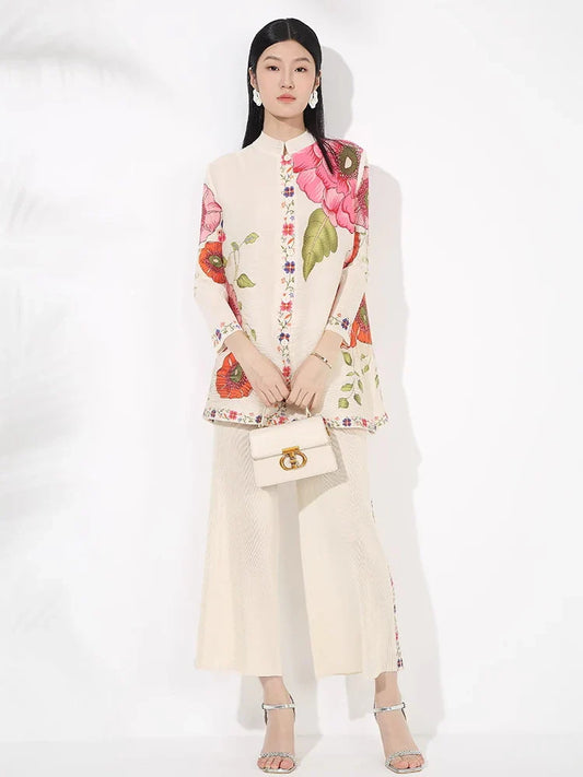 Luxury Pleated Pant Suit Set