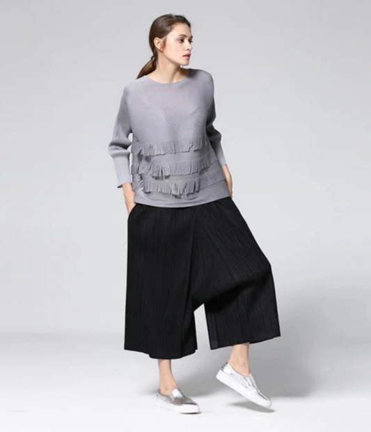 Pleated Relaxed Palazzo Top & Pant Set