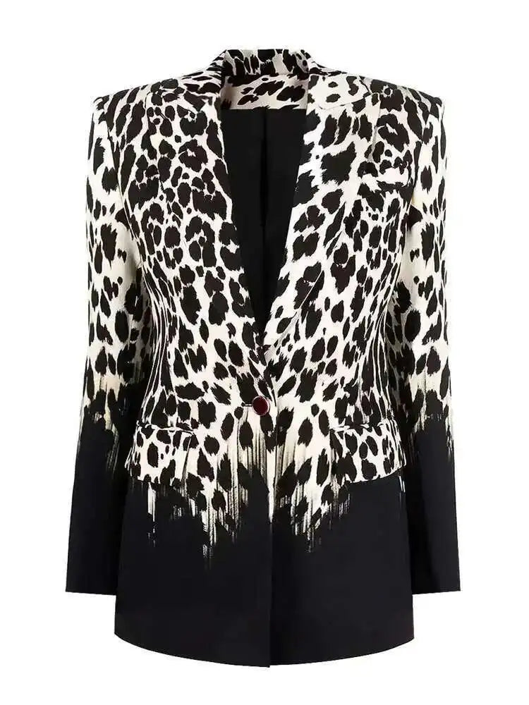 Women's Leopard Boyfriend Tailored Blazer