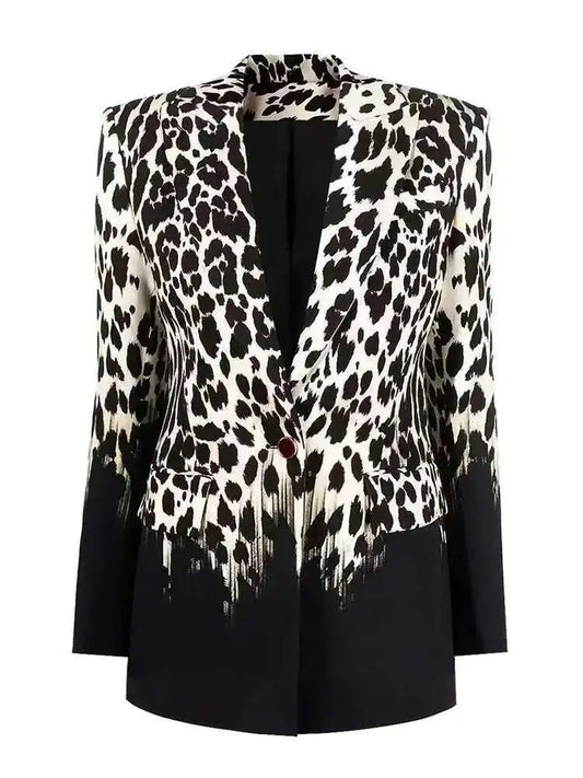 Women's Leopard Boyfriend Tailored Blazer