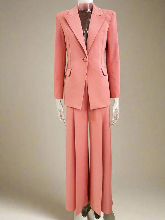 Women's Embroidered Wide-Leg Pant Suit