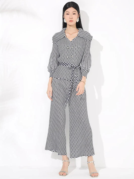Relaxed Wavy Pleated Pant Set