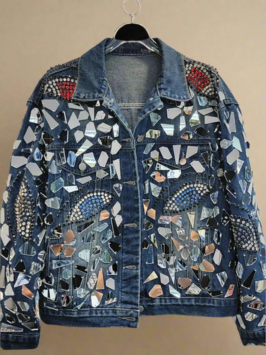 Women's Denim Geometric Mirrors Jacket