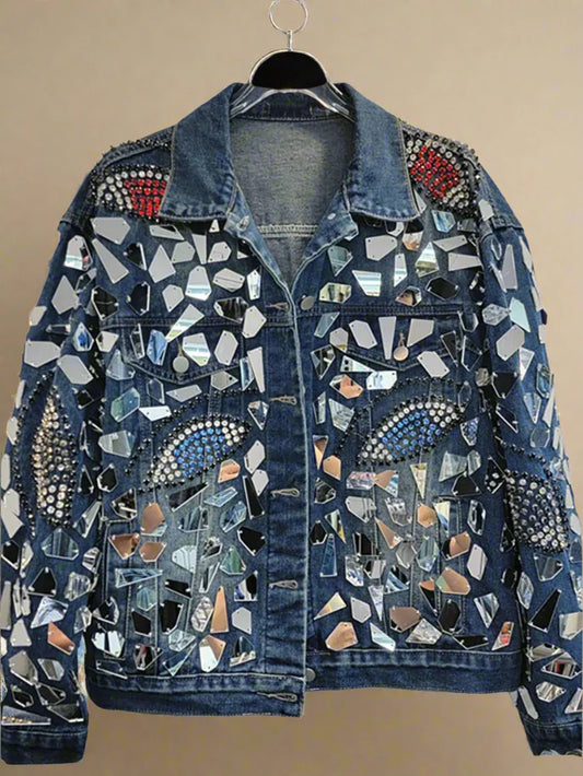 Women's Denim Geometric Mirrors Jacket