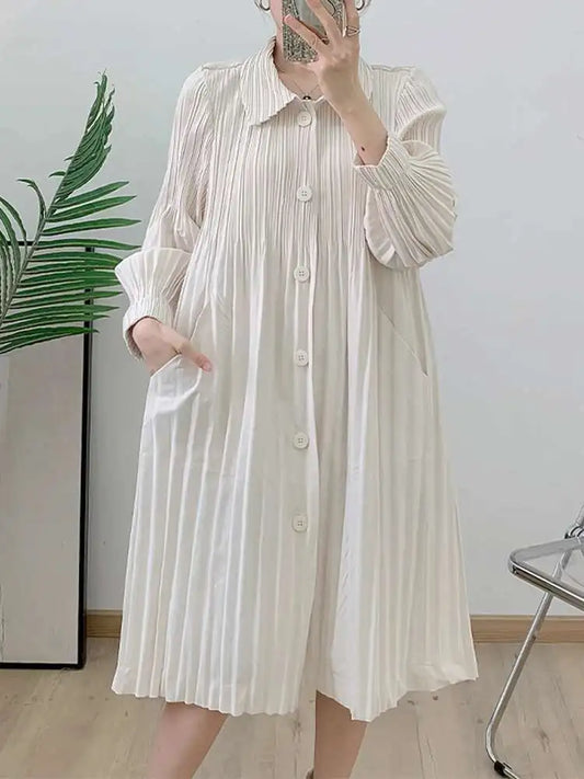 Daily Japanese Pleated Coat