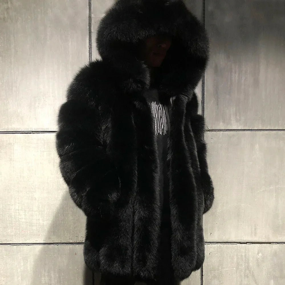Premium Men's Black Fox Fur Full Pelt Jacket