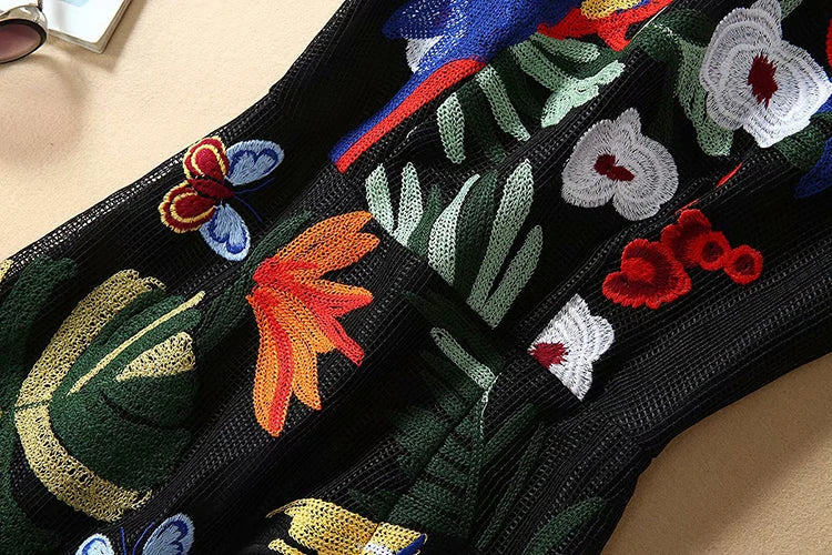 Floral Embroidered Sleeveless Dress