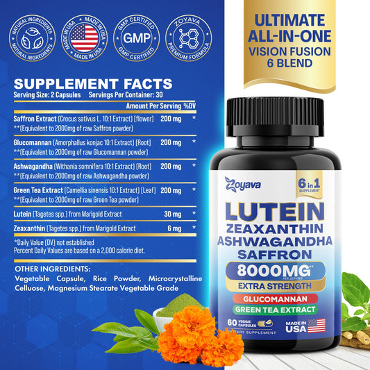 Ultimate Bundle: SightShield Lutein and Zeaxanthin Supplements 8000 MG and Saffron ZestyZen Blend - 4,000MG