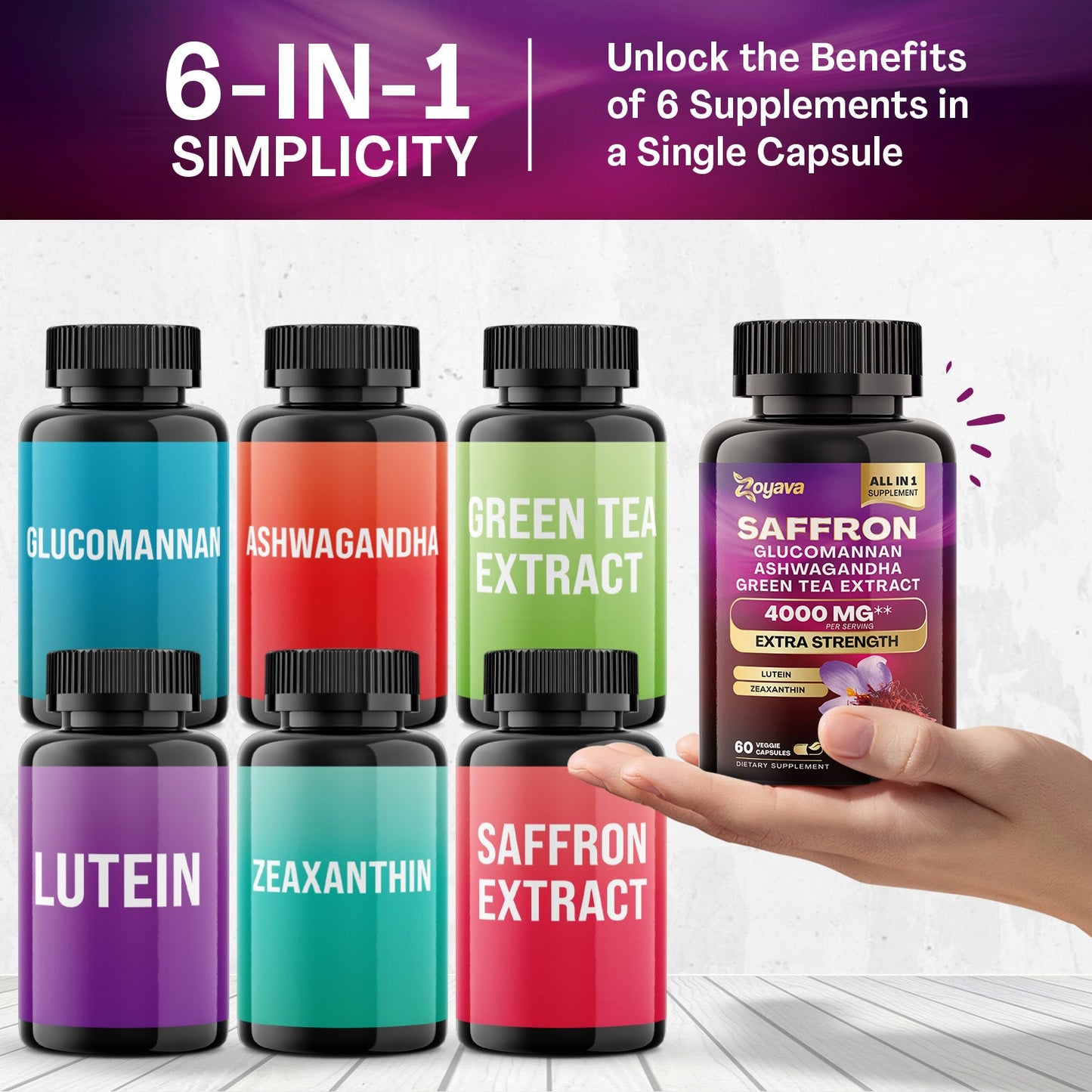 Zoyava™ Ultimate Bundle: SightShield Lutein and Zeaxanthin Supplements 8000 MG and Saffron ZestyZen Blend - 4,000MG