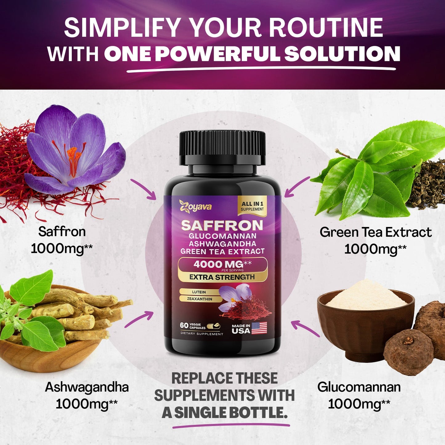 Zoyava™ Ultimate Bundle: SightShield Lutein and Zeaxanthin Supplements 8000 MG and Saffron ZestyZen Blend - 4,000MG