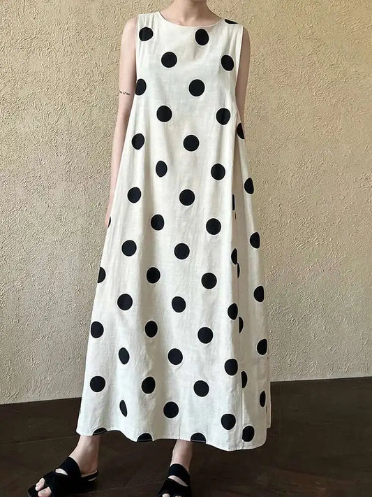 Linen Oversized Sleeveless Midi Dress