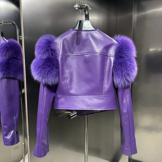 Luxurious Cropped Shearling Leather Jacket