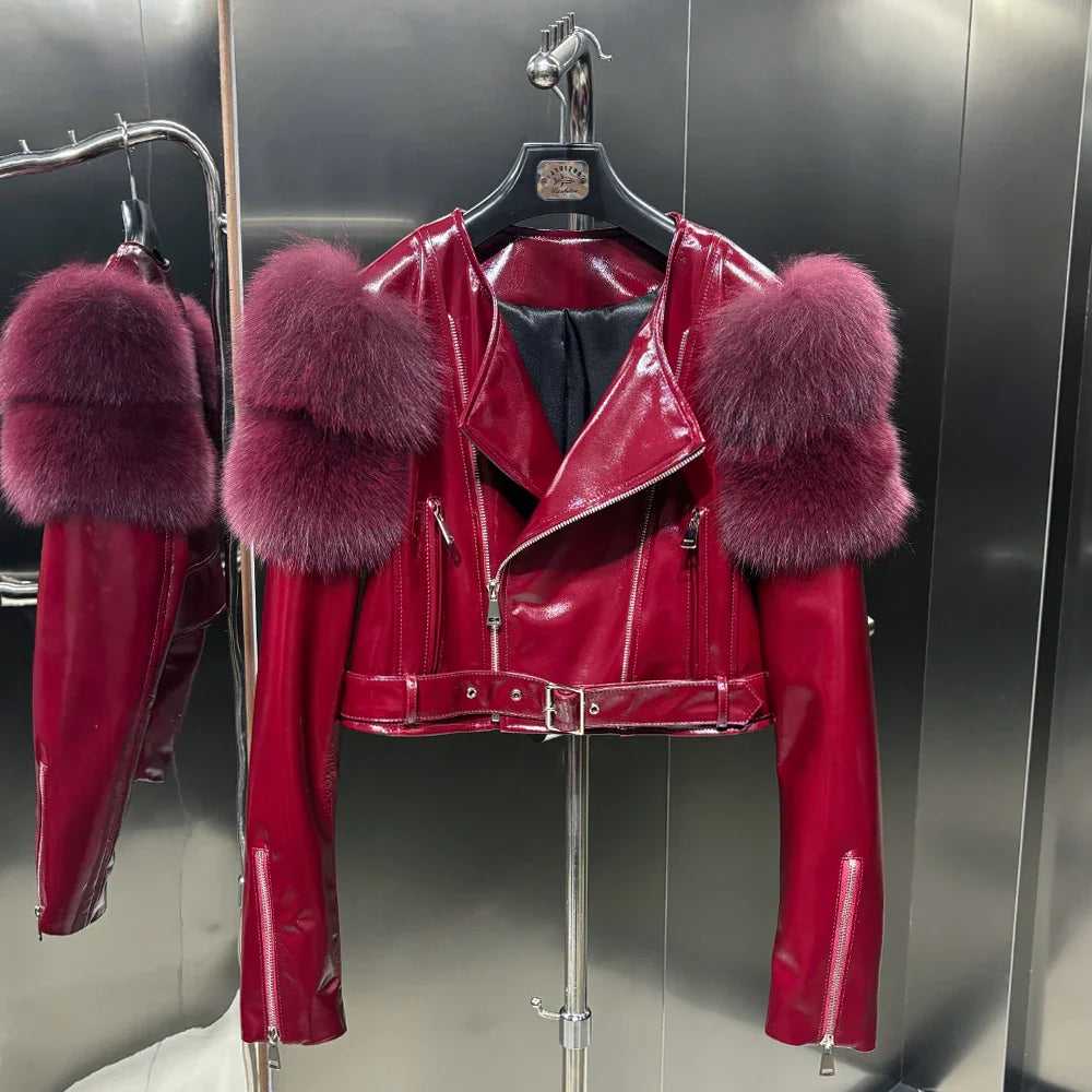 Luxurious Cropped Shearling Leather Jacket