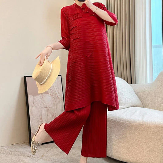 Luxury Japanese Pleated Matching Set