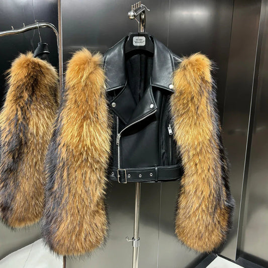 Luxury Leather Jacket with Genuine Fur