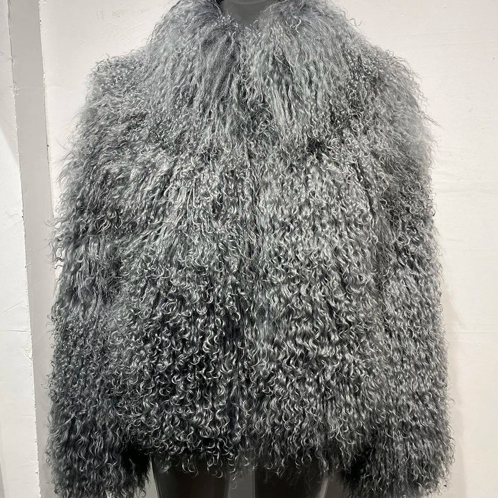 100% Genuine Mongolian Lamb Fur Coat