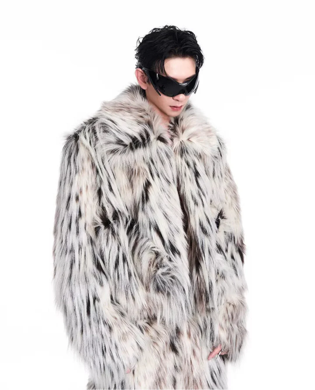 Men's 2 Piece Faux Fur Jacket and Cargo Pants Set