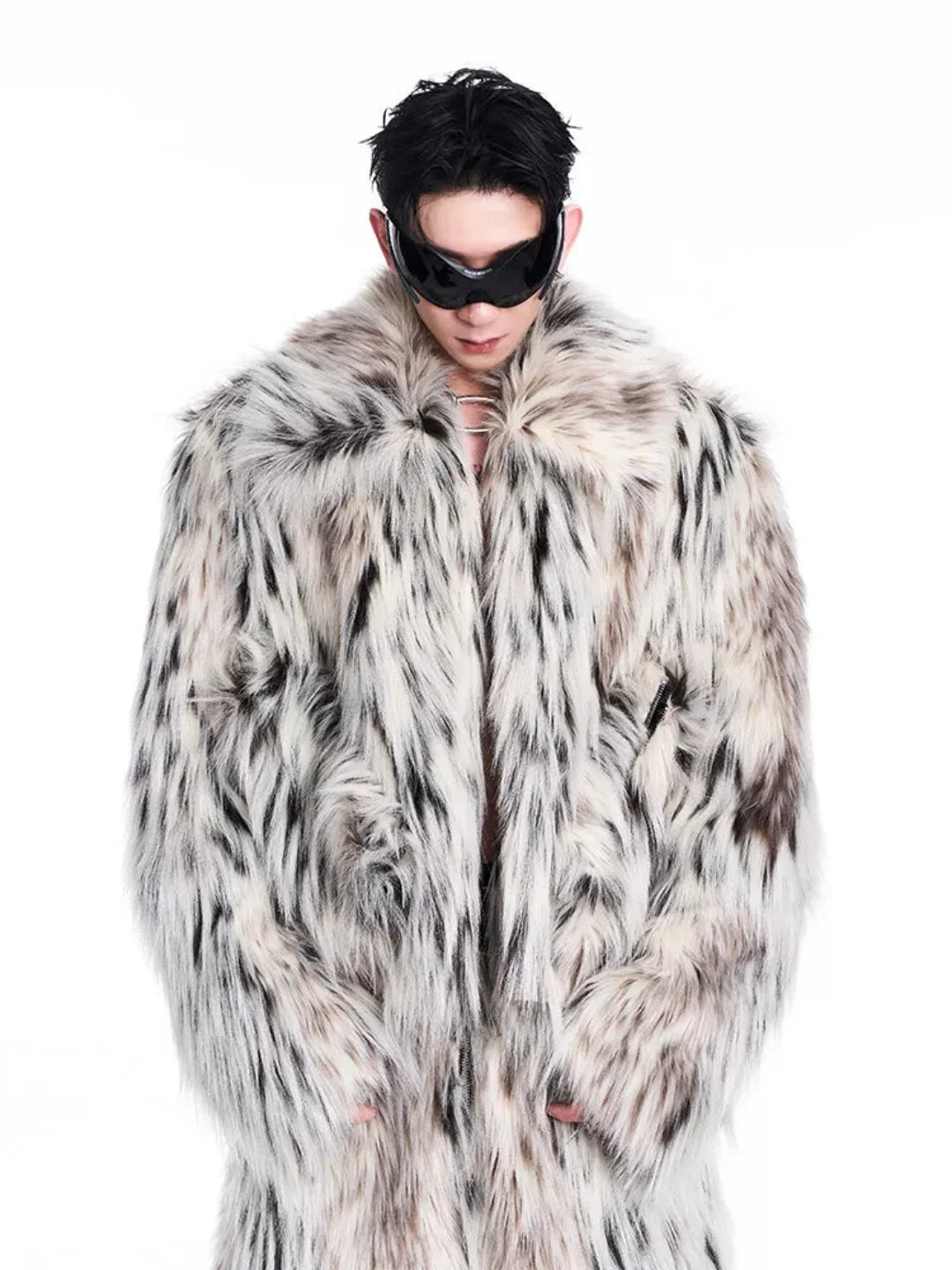 Men's 2 Piece Faux Fur Jacket and Cargo Pants Set