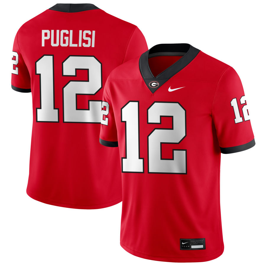 Men’s #12 Ryan Puglisi Georgia Bulldogs Football Jersey