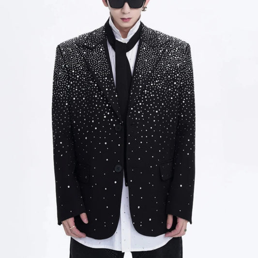 Men's Black Crystal Embellished Blazer