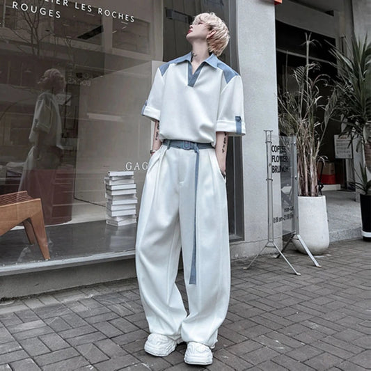 Men's Cotton Wide Leg Pant Set