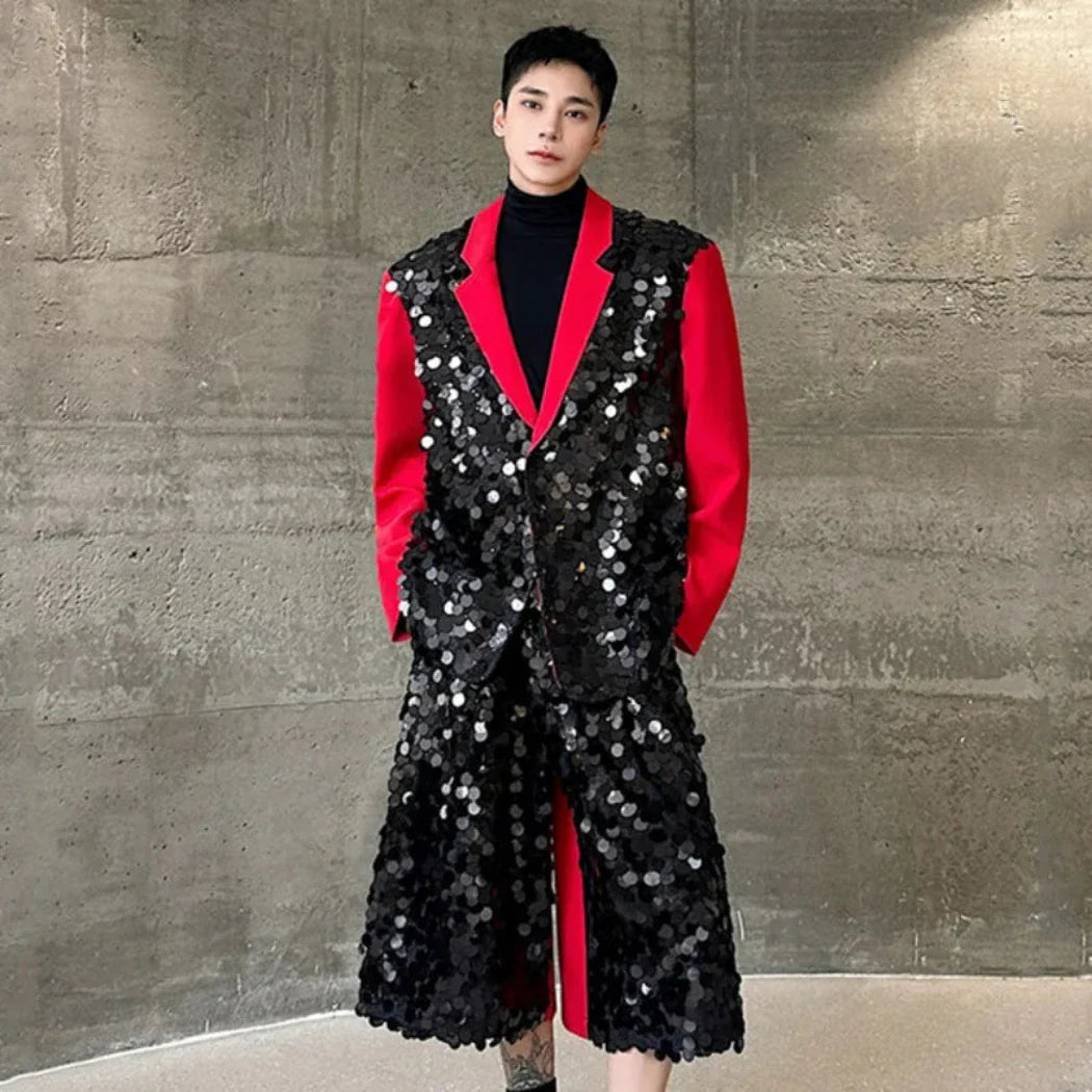 Men's Sequin Baggy Bermuda 2-Piece Suit Set