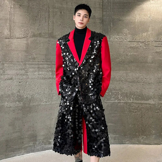 Men's Sequin Baggy Bermuda 2-Piece Suit Set