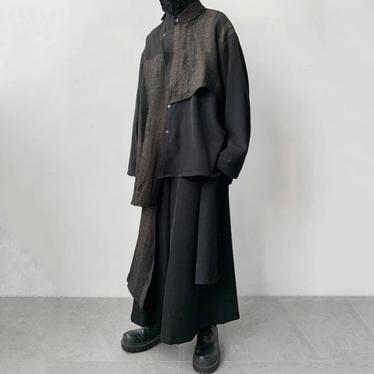 Men's Japanese Luxury Wide-Leg Pants 2-Piece Set