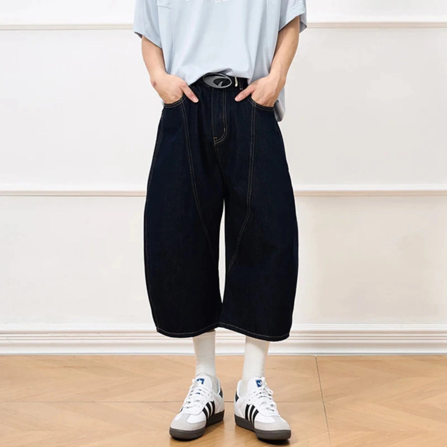Men's Japanese Wide-Leg Shorts - Premium Denim